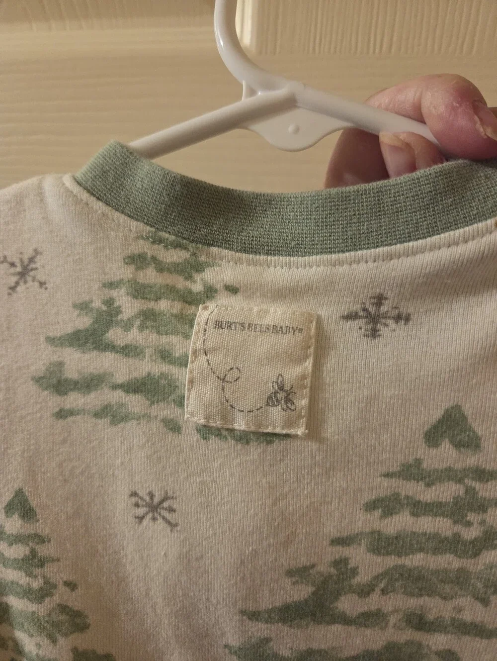 Cozy Cream Footed One-Piece with Green Trees & Deer